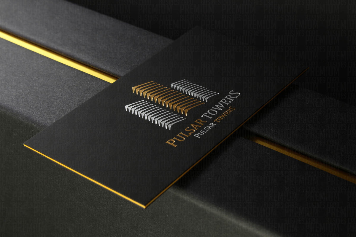 Suede Black Business Cards, Gold Silver Foil, Triplex Laminating (1400 Micron)