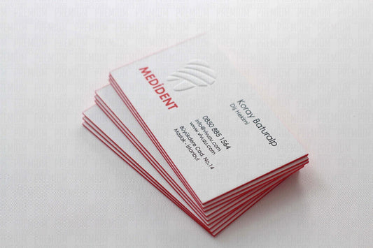 Business Cards, Cotton Paper, Embossing (Relief), Edge Dyeing, Premium Business Card, Gilding Printing, Duplex Plastering, High Quality,