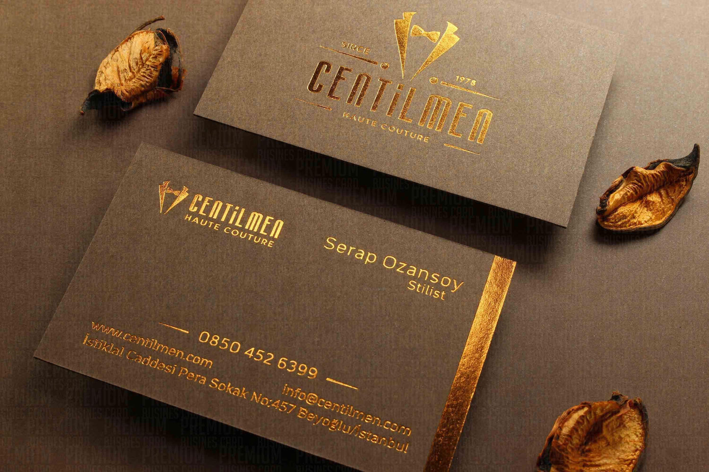 Business Cards, Fantasy Brown Paper, Premium Business Card, Fantasy Black Paper, Gilding Printing, Duplex Plastering, Custom Design