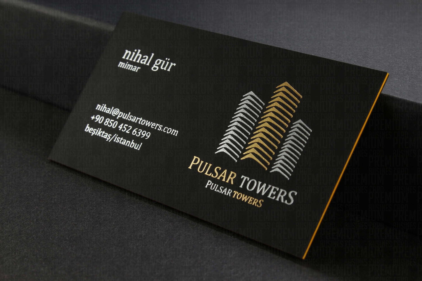 Suede Black Business Cards, Gold Silver Foil, Triplex Laminating (1400 Micron)