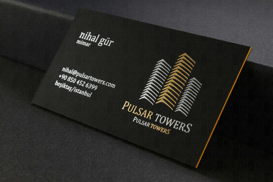 Suede Black Business Cards, Gold Silver Foil, Triplex Laminating (1400 Micron)