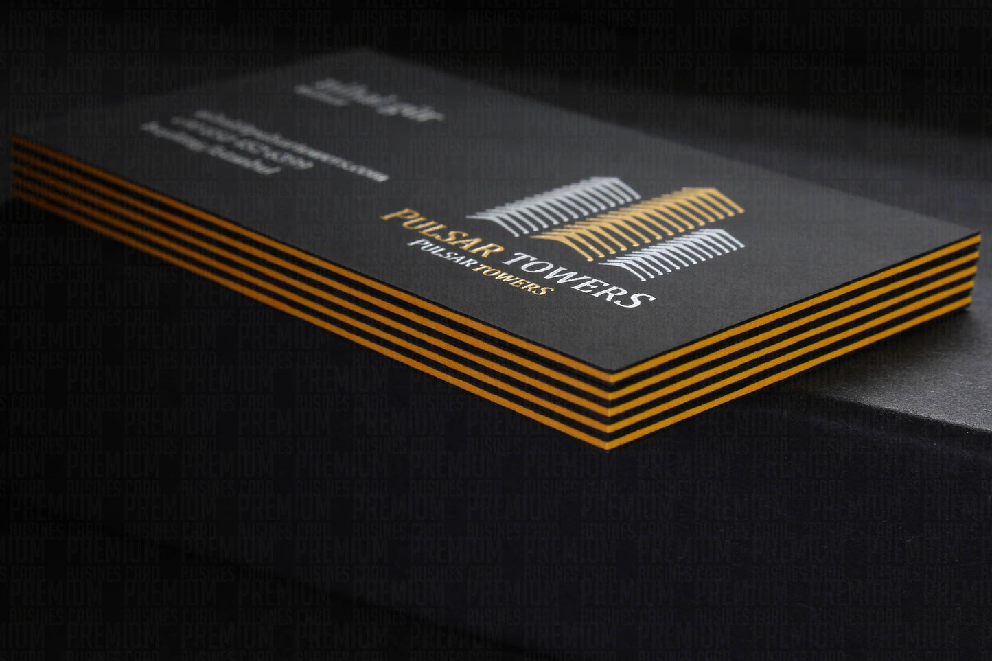 Suede Black Business Cards, Gold Silver Foil, Triplex Laminating (1400 Micron)