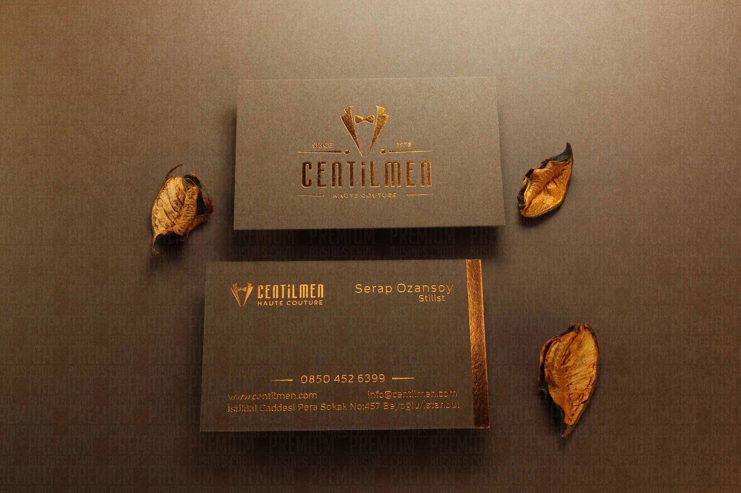 Business Cards, Fantasy Brown Paper, Premium Business Card, Fantasy Black Paper, Gilding Printing, Duplex Plastering, Custom Design