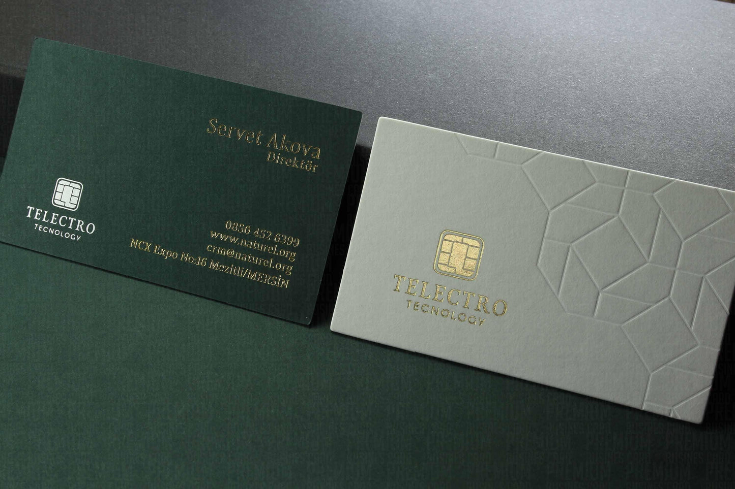 Business Cards, Fantasy Green Paper, Premium Business Card, Fantasy Black Paper, Gilding Printing, Duplex Plastering, Custom Design